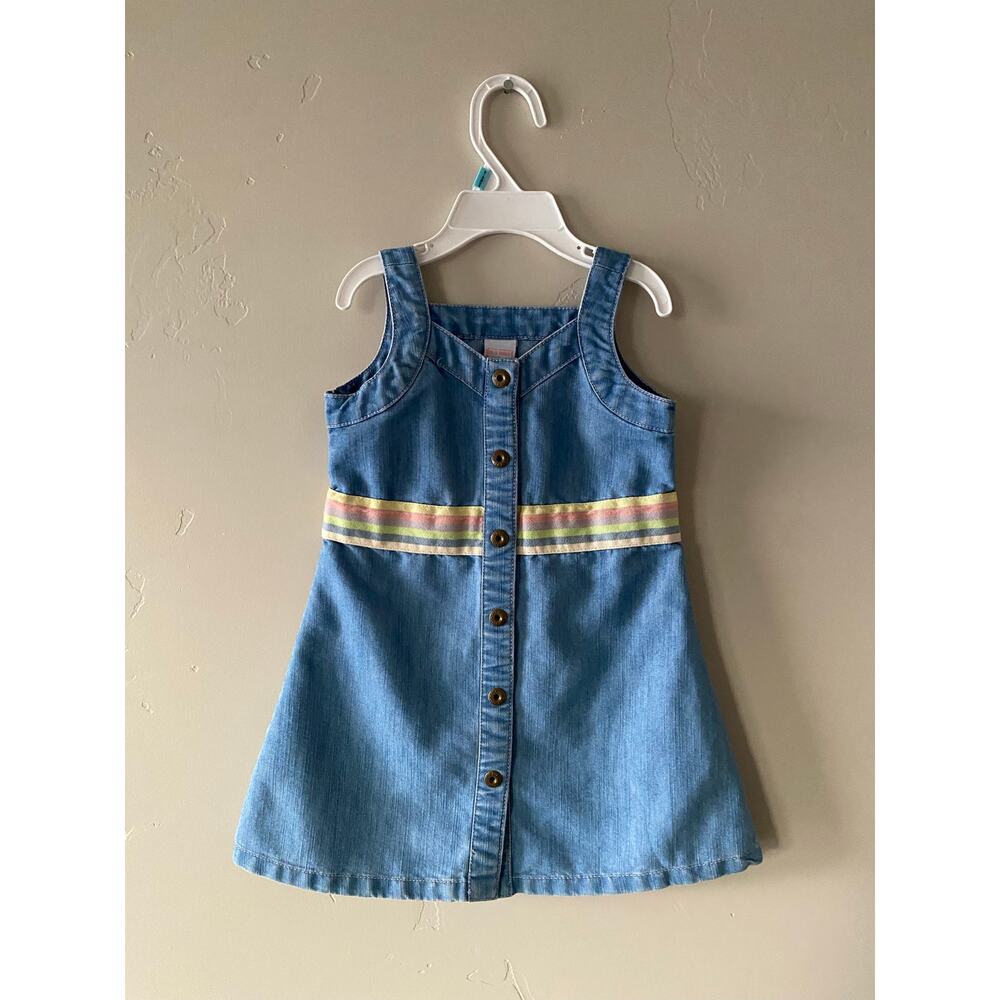 Vintage Old Navy Baby Girl Denim Jean Button Down Jumper Dress- Size 18-24m - Picture 4 of 8